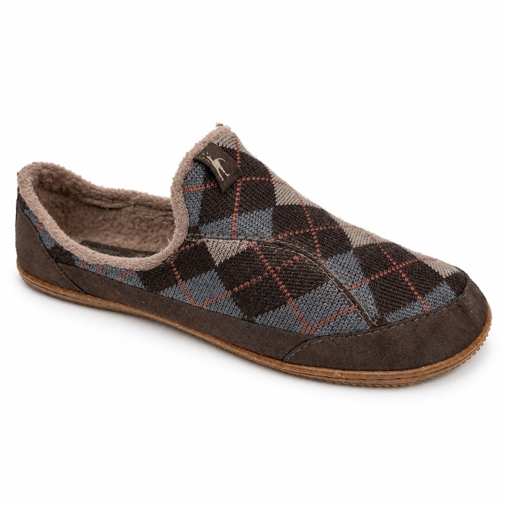 SmartWool 9 Slip On Shoes Argyle Brown Grey Wool Blend Indoor Casual SC501-204